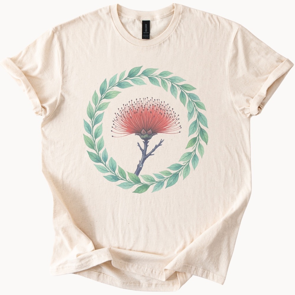 Pom Pom Flower in a Botanical Wreath Tee